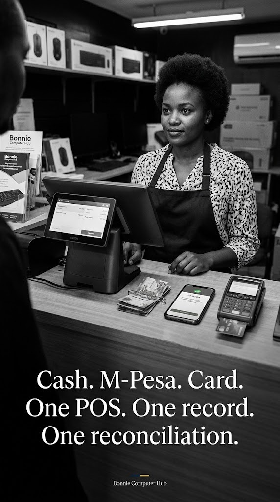 CASH, M-PESA, AND CARD — HOW TO HANDLE ALL THREE IN ONE POS.